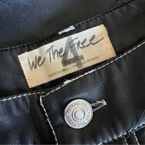 Free People The It Factor Black Vegan Leather Pants Size 4 - Picture 12 of 13